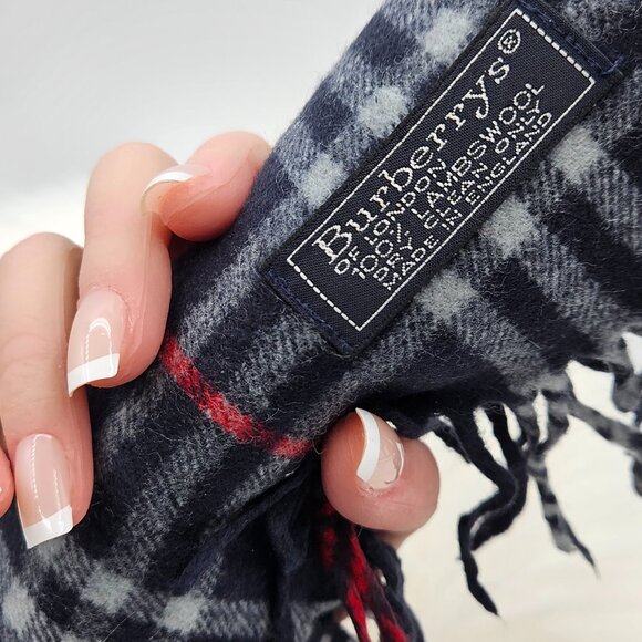 Burberry Novacheck Blue Wool Scarf - Picture 7 of 15